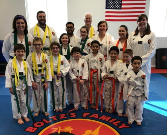 Martial arts belt testing in progress